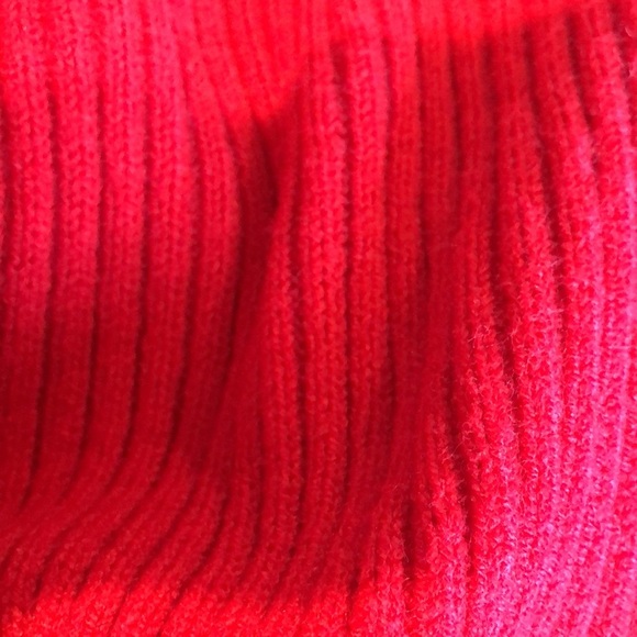 Jessica Simpson true red ribbed knit sweater cropped mocked neck M oversized - Picture 7 of 7